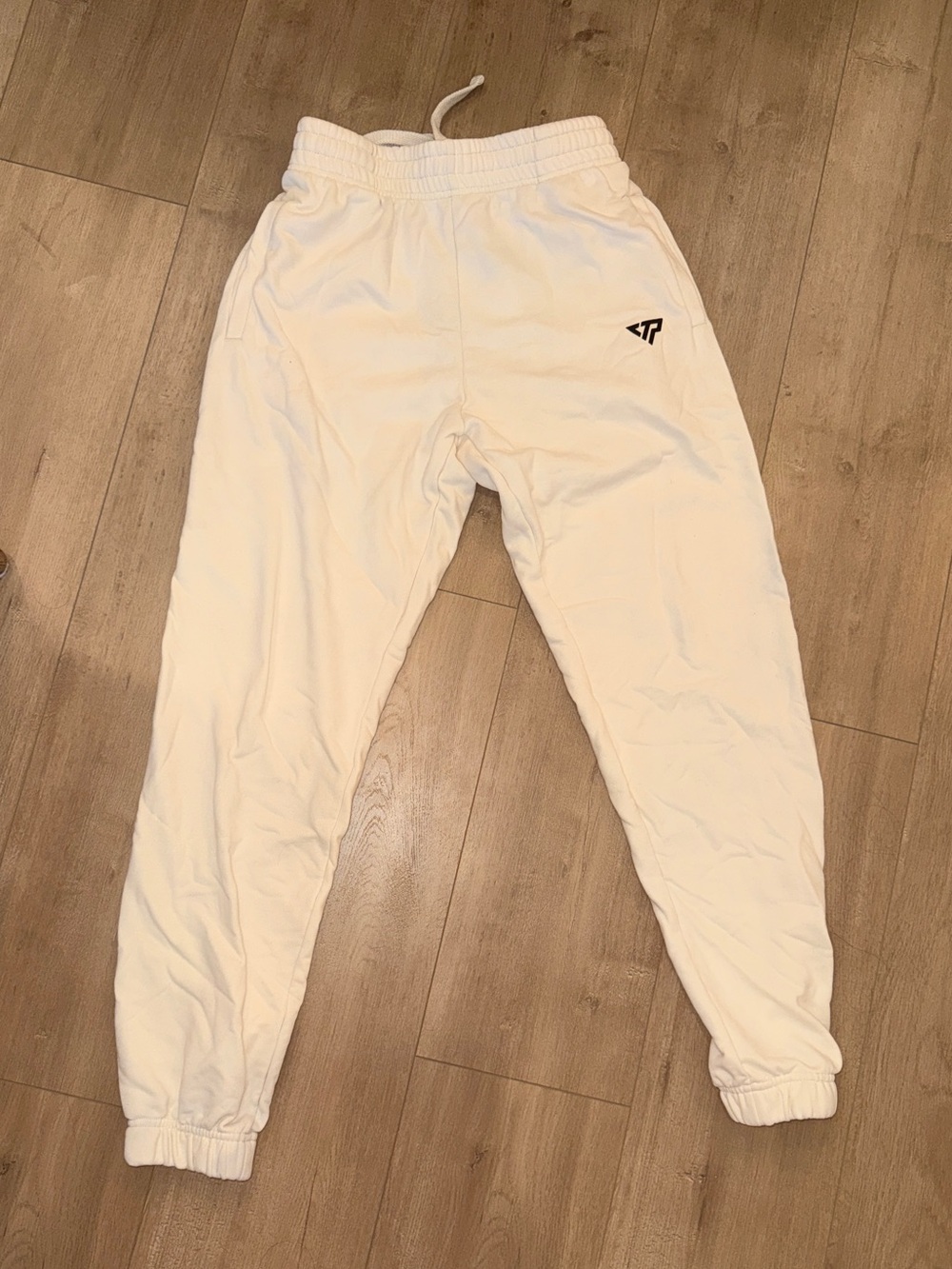 White Logo Track Joggers with Elastic Waist